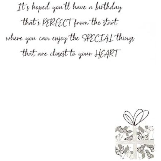 Second Nature Daughter Butterflies birthday greeting card with colorful butterfly design and heartfelt message inside.