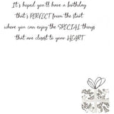 Second Nature Daughter Butterflies birthday greeting card with colorful butterfly design and heartfelt message inside.