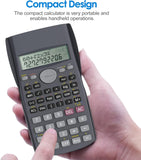 Helect 2-line scientific calculator in black with scientific keys, suitable for school and business use, branded Send It By.