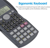 Helect 2-line scientific calculator in black with keys for engineering, school, and business use, suitable for complex calculations.