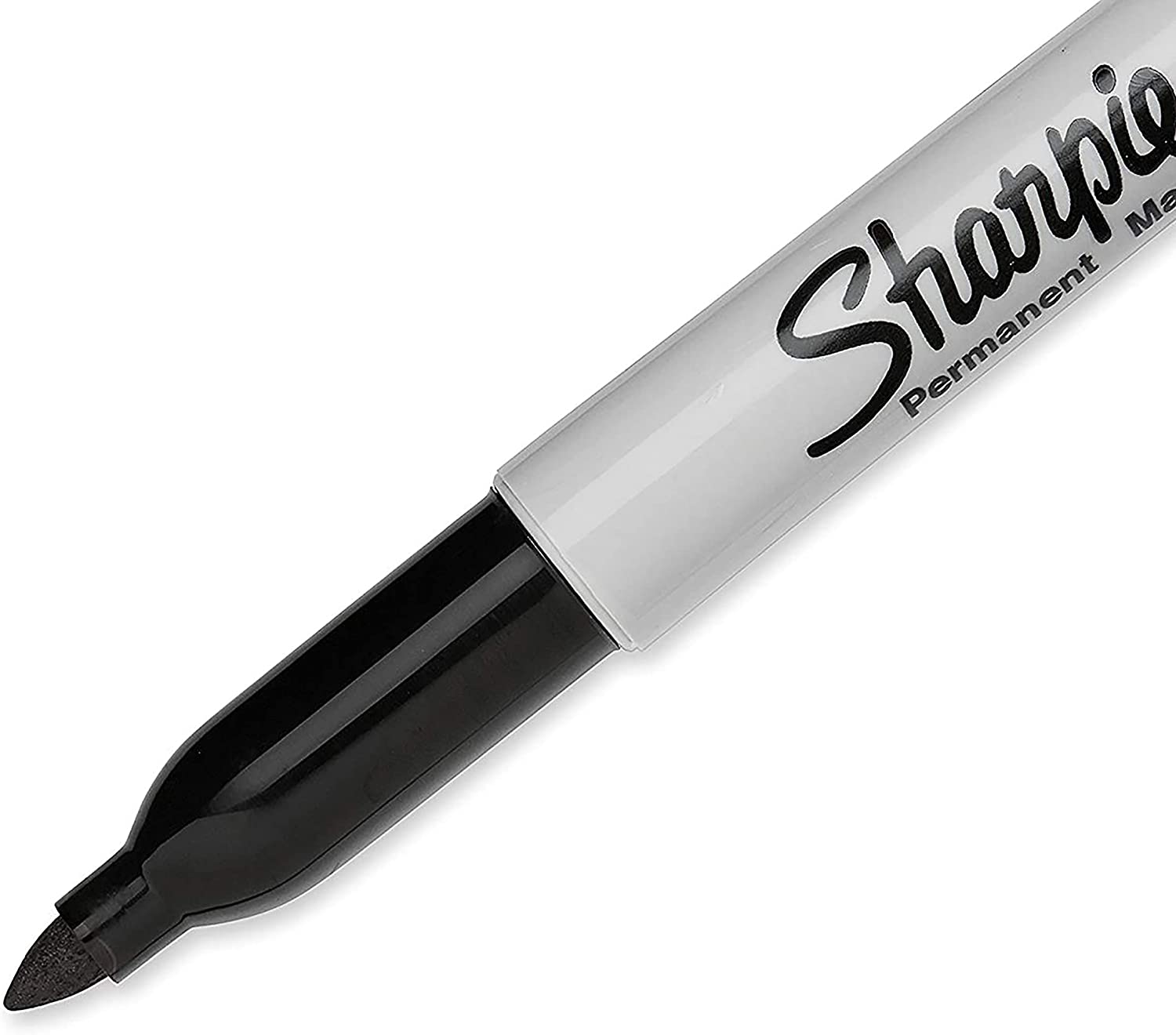 Sharpie black permanent marker fine point used for greeting card writing, featuring a 1-count pack with a sleek design.