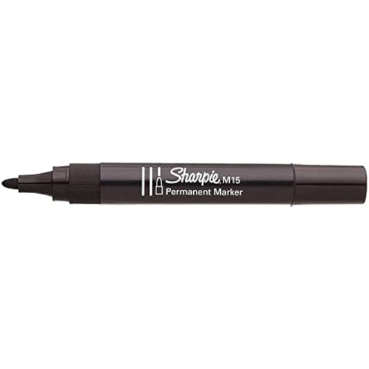 Sharpie M15 Black Permanent Marker Bullet Tip used on greeting card with handwritten message and bold black ink.