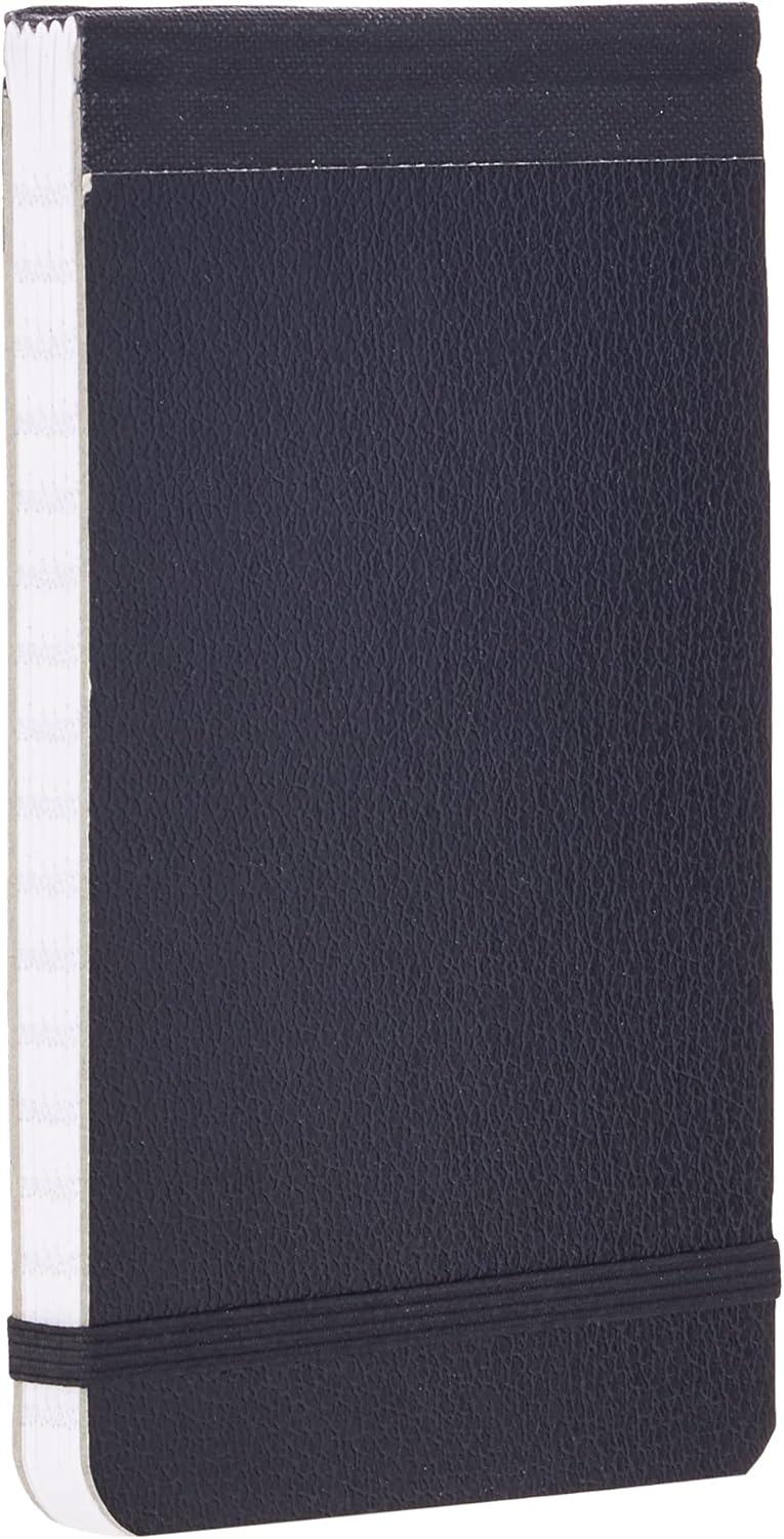 Silvine elasticated pocket notebook with 80 pages and durable stiff board covers, measuring 5 x 3 inches.