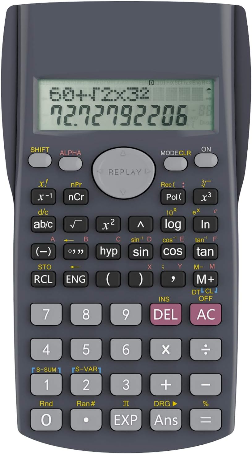 Helect 2-Line Engineering Scientific Calculator, Suitable for School and Business (Black)