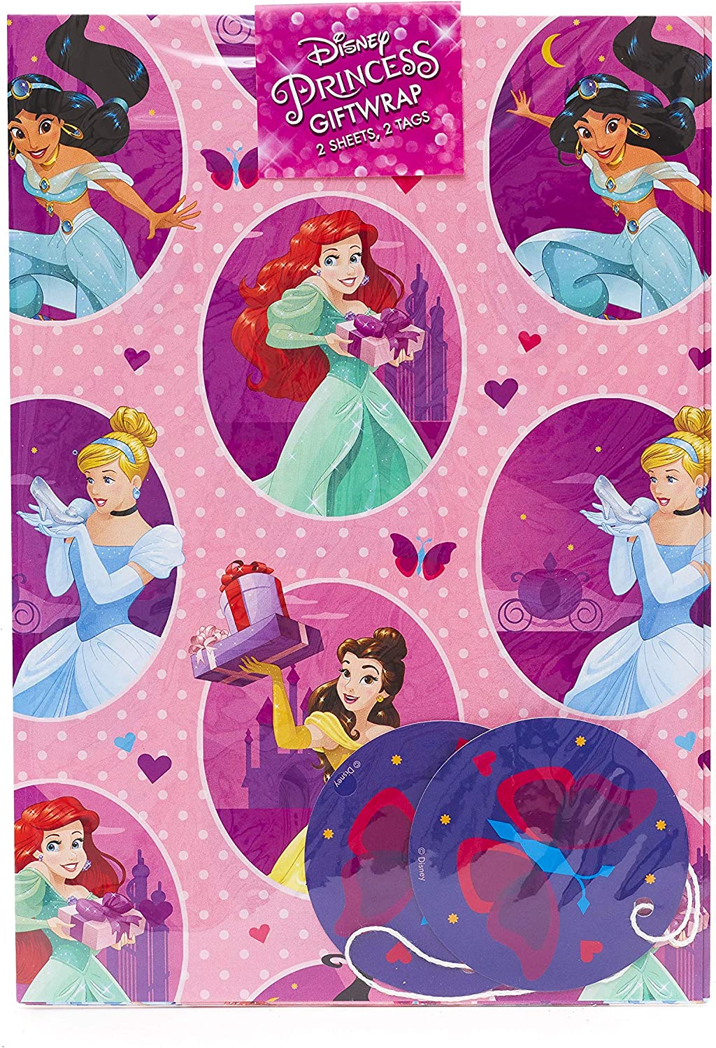 Disney Princess Wrapping Paper 2 Sheets 2 Tags