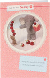 Mother's Day Card for Nanny With Envelope - Cute Elephant Design, Pink