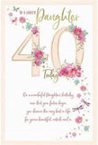 Carte Blanche Daughter 40th Birthday Card with Flowers and Dragonflies