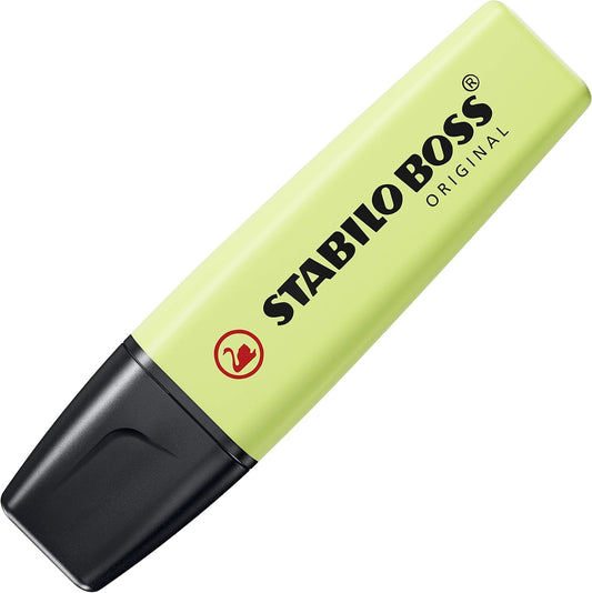 Pink blush Stabilo BOSS ORIGINAL Pastel highlighter with chisel tip, shown in a close-up view.
