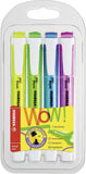 Stabilo Swing Cool assorted highlighters in a pack of four, with vibrant colors and ergonomic design.