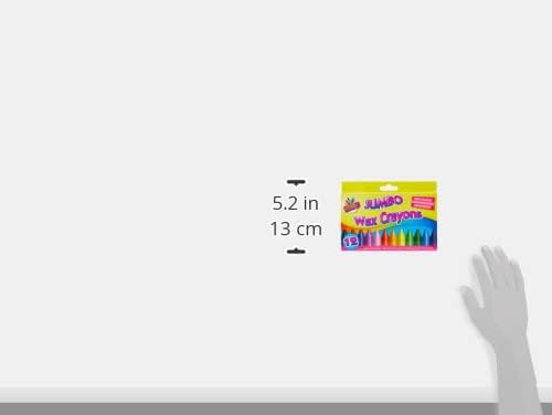 Set of 12 Jumbo Tallon wax crayons in bright assorted colors, non-toxic and ideal for young children’s art projects.