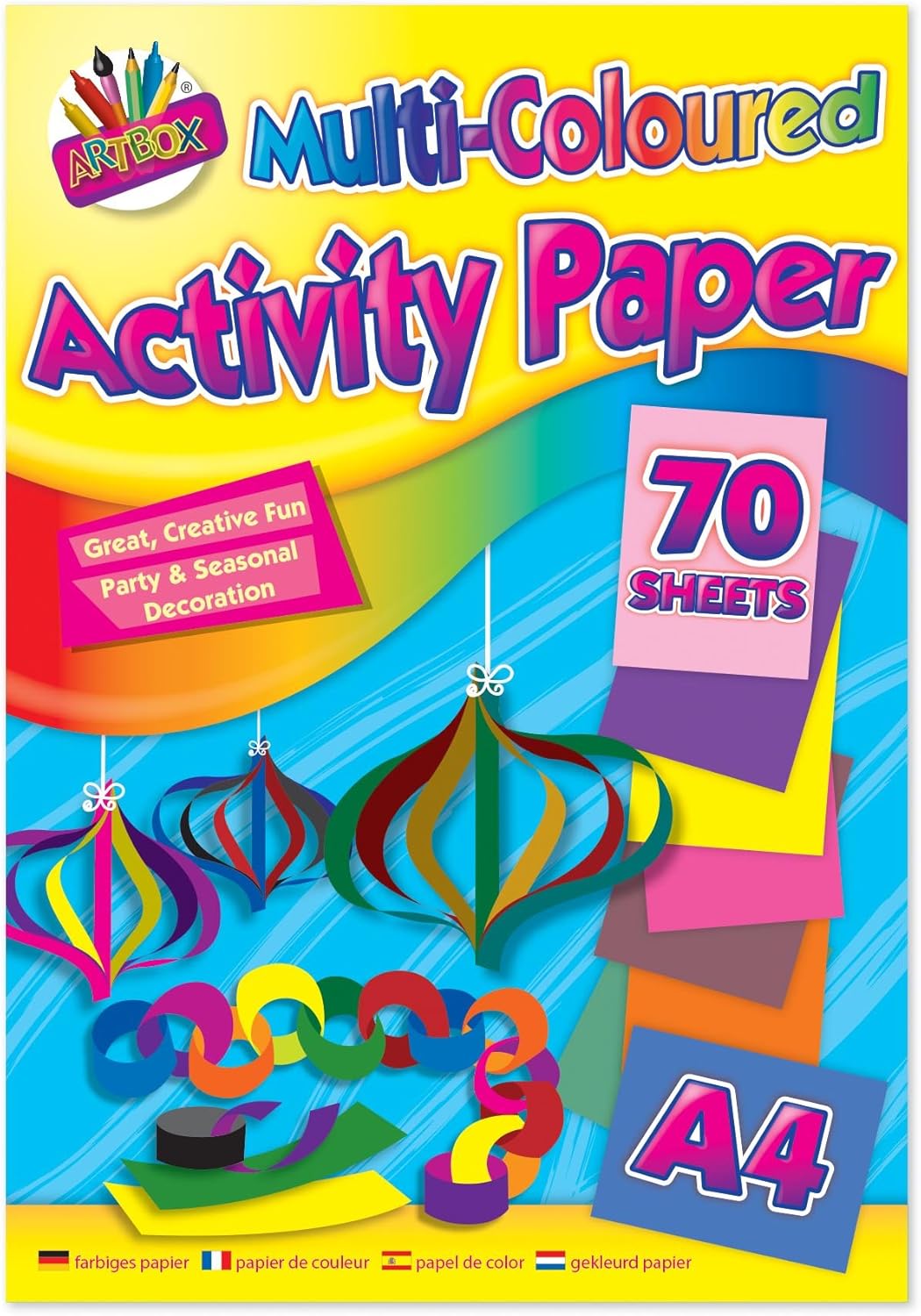 Multi-coloured Tallon 70-sheet pad with vibrant pages and spiral binding, ideal for note-taking and creative projects.