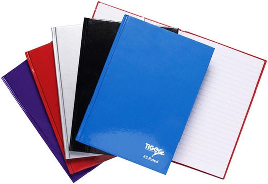 Tiger A6 hardcover notebook with 80 feint ruled sheets, compact and durable for note-taking and journaling.