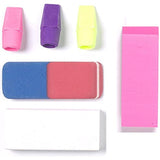 Six colorful Tiger Star Buys erasers featuring fun, versatile stationery with star-shaped designs.
