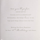 18th Birthday Card for Grandson with Sentimental Verse