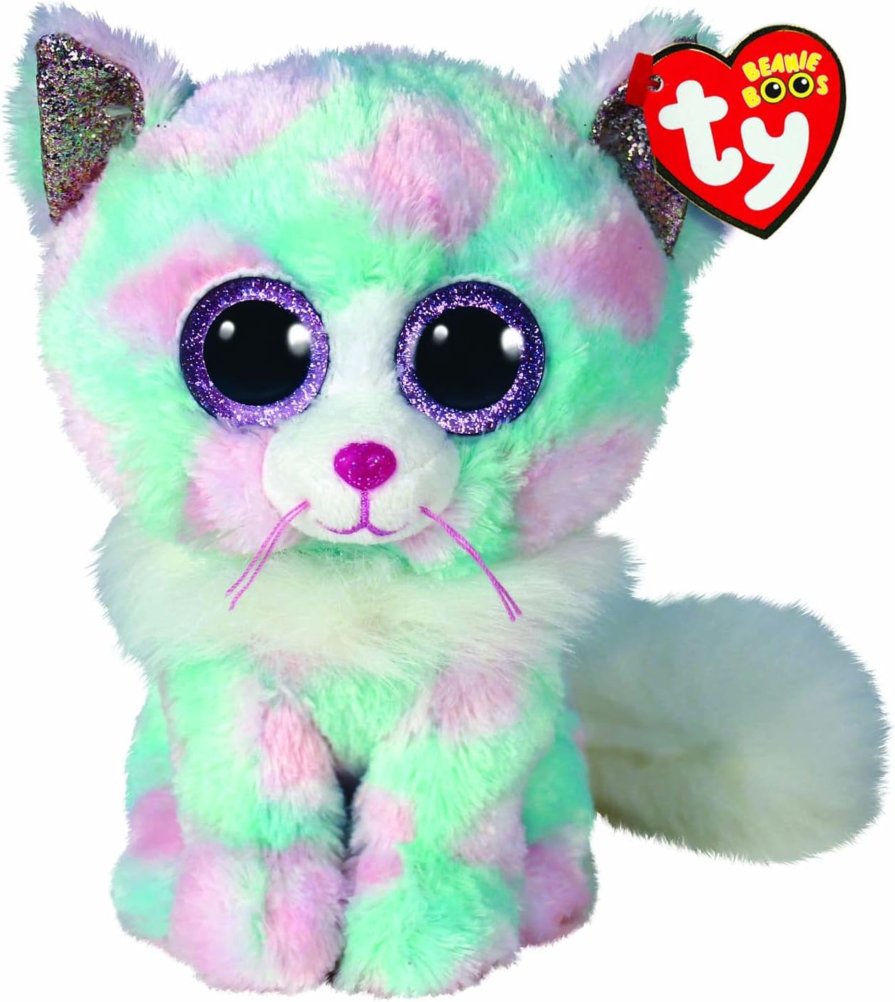 Soft pastel-colored Opal Cat plush toy by Ty, 15cm, featuring a cuddly plush fabric and detailed feline design.