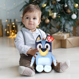 TY Bluey Bingo plush toy, soft teddy bear collectible for kids, featuring bright blue fur and cuddly design.