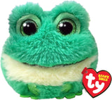 Soft plush TY Gilly Frog Beanie Ball, 7cm squishy beanie baby toy with soft fabric and detailed frog design.