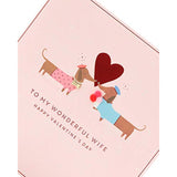 Wife Valentines Day Card With Envelope - Sausage Dog Couple Design