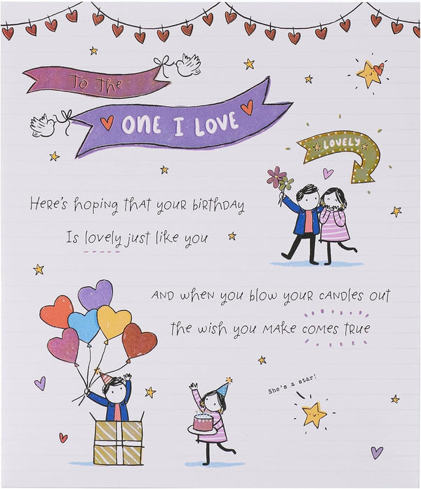 Romantic birthday card for her from UK Greetings featuring heartfelt message and floral design, perfect for celebrating her special day.