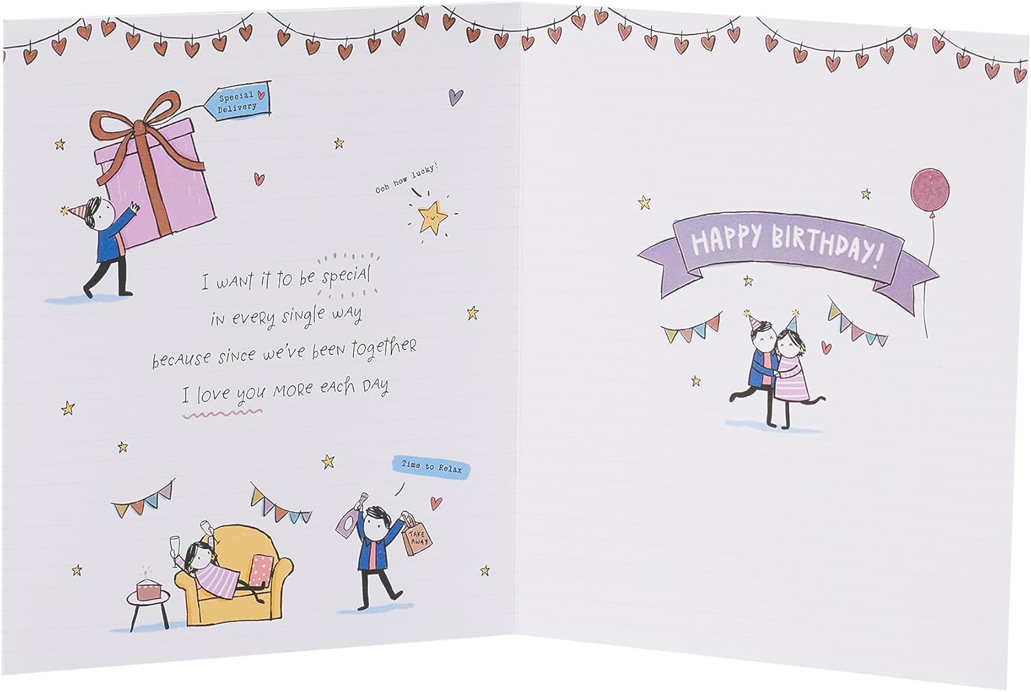 Romantic birthday card for her from UK Greetings, featuring heartfelt message and floral design for the one I love.