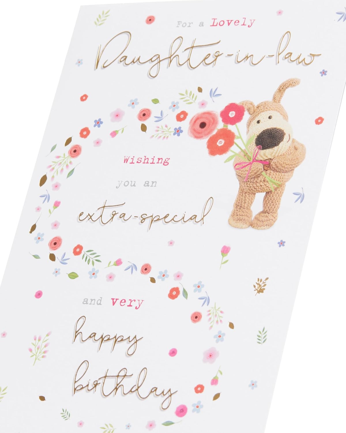 Cute Boofle birthday card for daughter-in-law featuring a charming design, from UK Greetings.