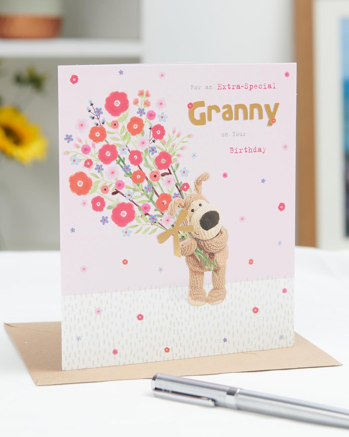 Cute Boofle birthday card for granny with colorful, cheerful design from UK Greetings, featuring adorable illustrations.