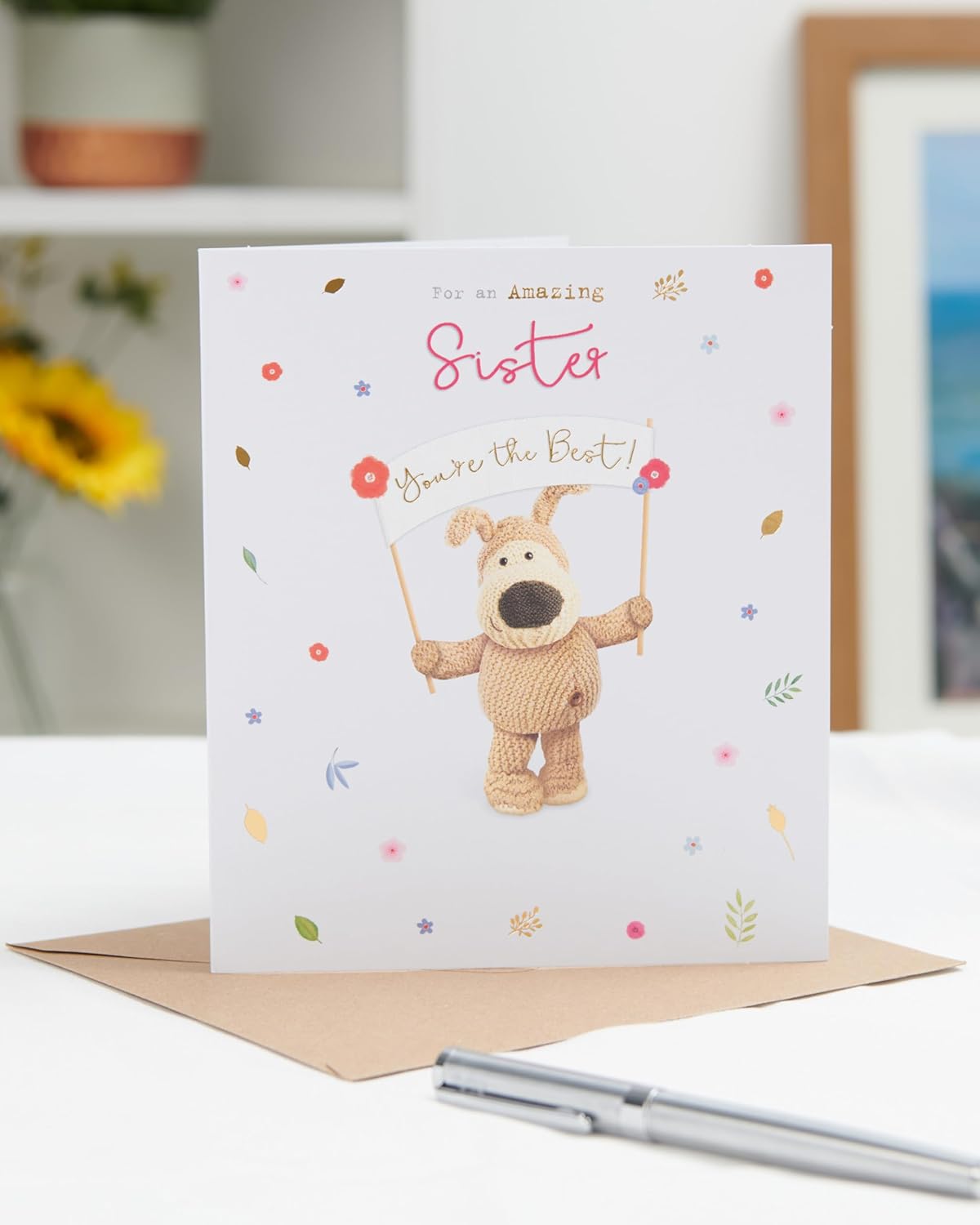 Cute Boofle birthday card for sister featuring a cheerful design, perfect for celebrating special occasions with loved ones.