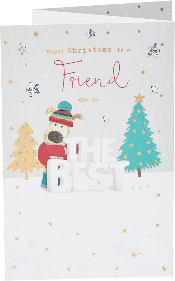 Cute Boofle Christmas greeting card from UK Greetings featuring adorable dog design for sending holiday cheer.