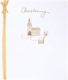 Christening card by UK Greetings featuring a heartfelt design with a baby-themed illustration and elegant script for a special occasion