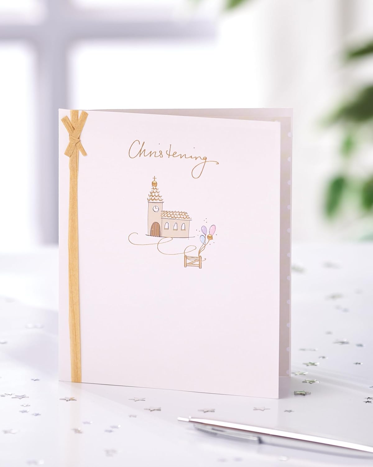 Beautiful Christening card with heartfelt greeting for baby's special day, featuring delicate design and soft pastel colors.