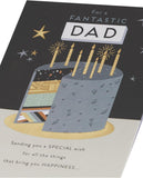 Gold foil cake birthday card for dad by UK Greetings, featuring a luxurious design perfect for celebrating fathers.