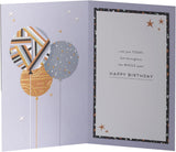 Luxury dad birthday greeting card with gold foil cake design from UK Greetings, featuring elegant details for celebrating fathers.
