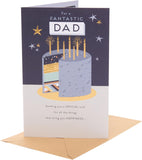 Gold foil birthday card for dad featuring a cake design, luxury greeting card for father from UK Greetings.