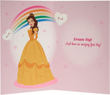 Disney Cinderella first day of school good luck card by UK Greetings featuring Cinderella in a magical scene with colorful designs.