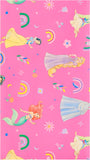 Disney Princess pink and purple themed 2 sheets and 2 tags set by UK Greetings, featuring vibrant princess illustrations and decorative designs.