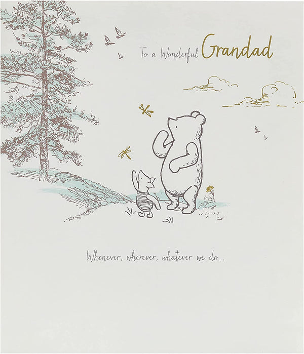 Disney Winnie the Pooh Grandad Father's Day card by UK Greetings, featuring Pooh Bear illustration and heartfelt message inside.