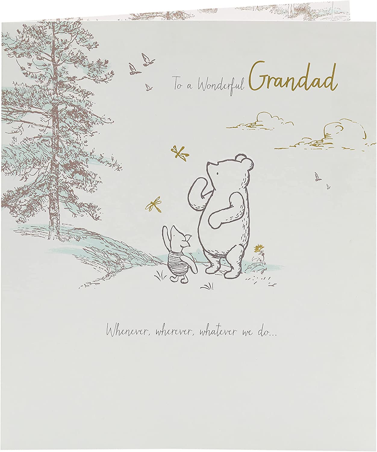 Disney Winnie the Pooh Grandad Father's Day card from UK Greetings featuring Winnie the Pooh illustration and heartfelt message inside.
