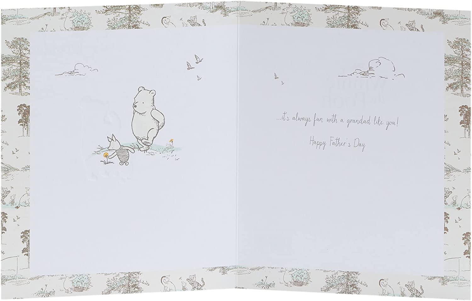Disney Winnie The Pooh Grandad Father's Day card from UK Greetings featuring Winnie The Pooh illustration on a colorful card.