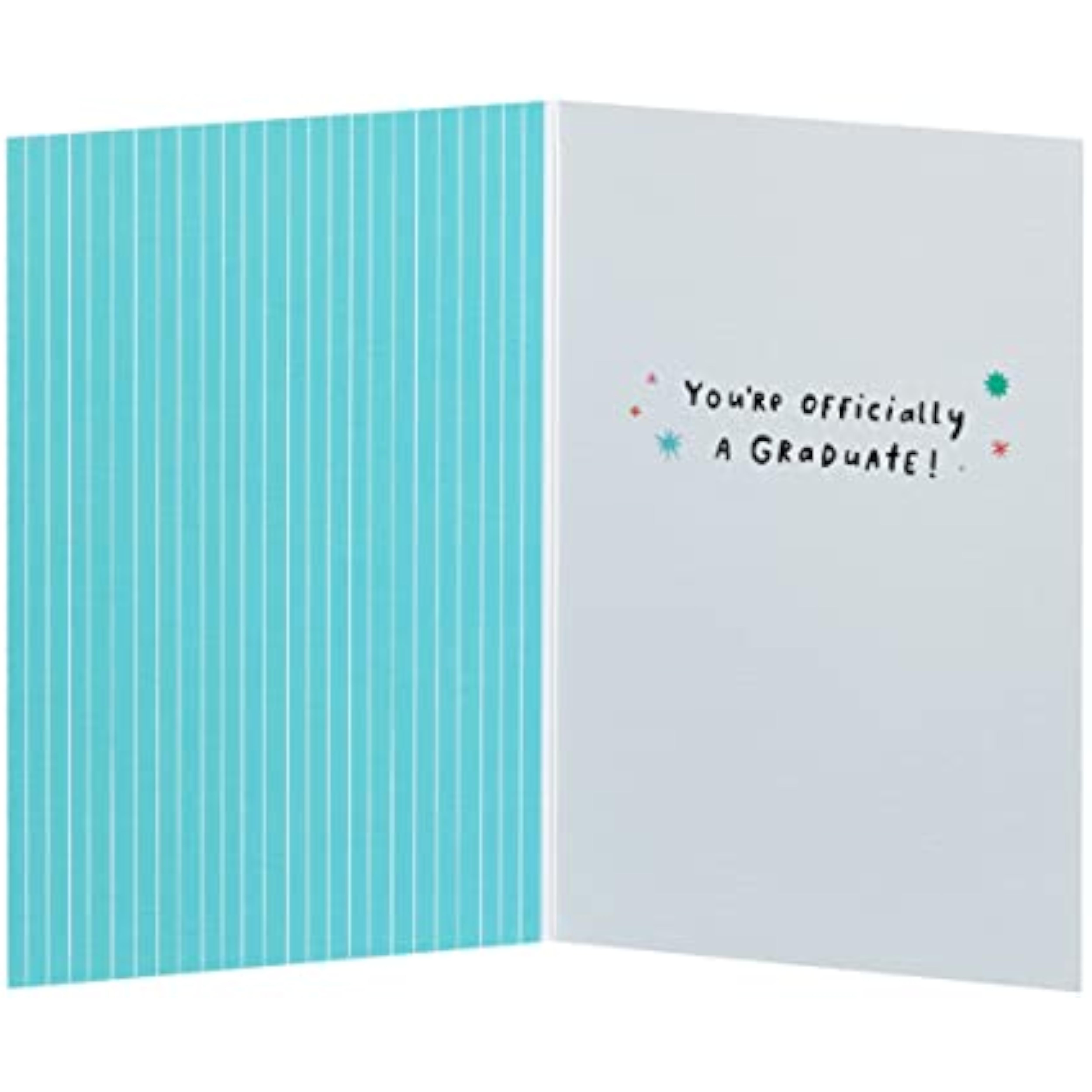 Vibrant yellow graduation card with celebratory design from UK Greetings, featuring festive artwork and congratulatory message.