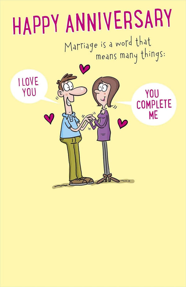 Funny anniversary greeting card from UK Greetings with humorous message and colorful design, perfect for celebrating special milestones.
