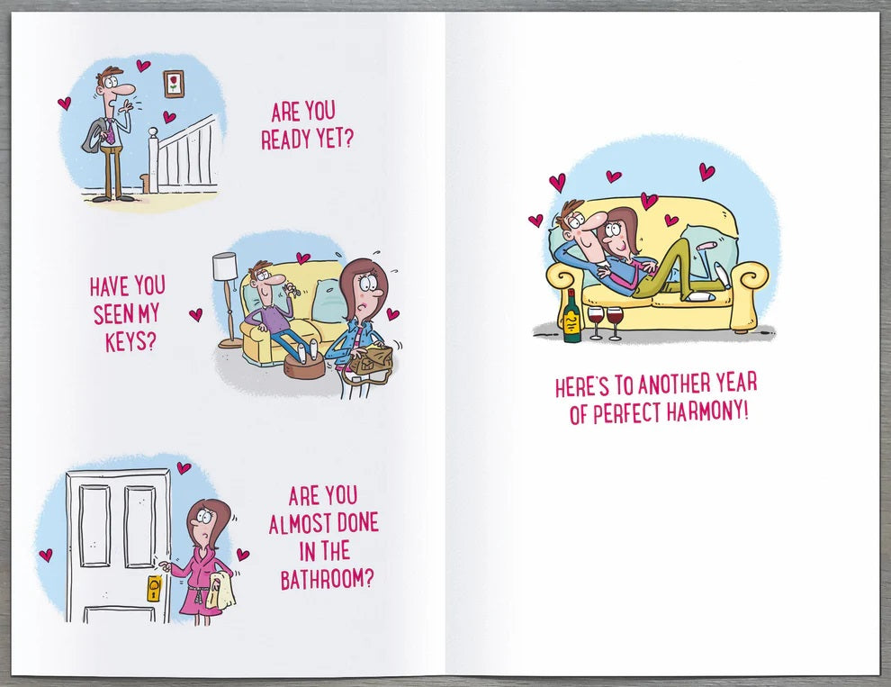 Funny UK Greetings anniversary greeting card with humorous message and colorful design, ideal for celebrating special occasions.
