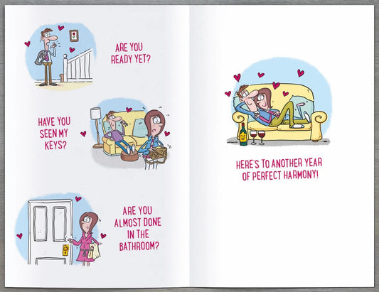 Funny UK Greetings anniversary greeting card with humorous message and colorful design, ideal for celebrating special occasions.