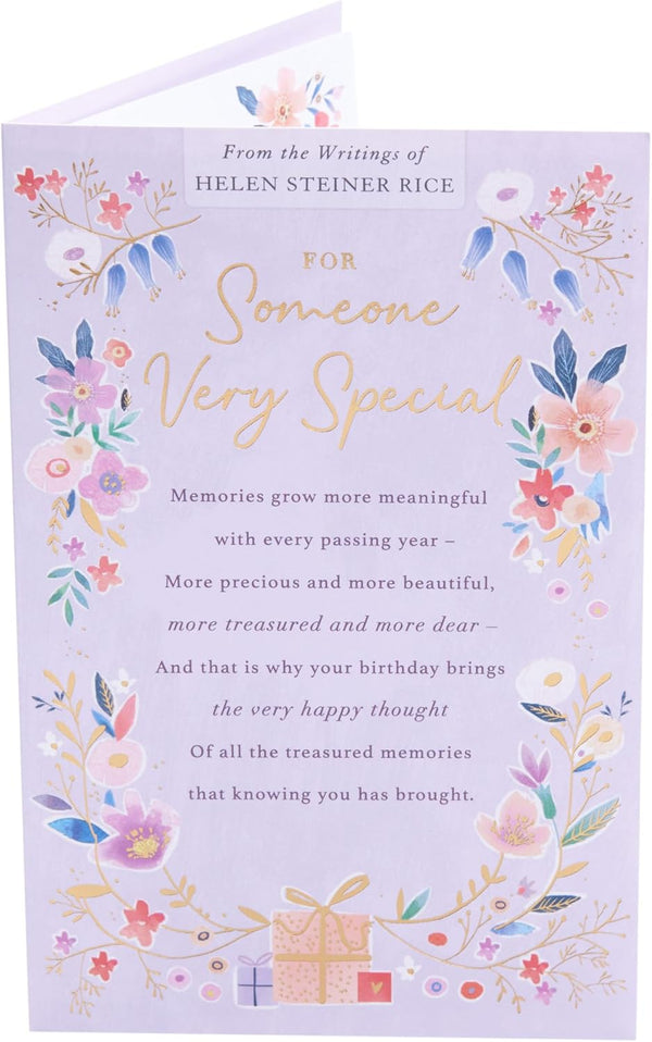 Helen Steiner Rice birthday card for someone special with inspirational verse, featuring floral design and uplifting message.