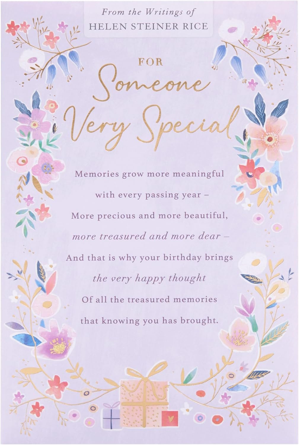 Helen Steiner Rice birthday card from UK Greetings featuring an inspirational verse and floral design for someone special.