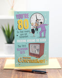 UK Greetings 80th birthday greeting card with festive design, ideal for celebrating an 80th birthday.