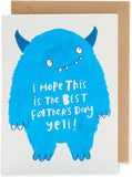 Father's Day card from UK Greetings featuring a "Kindred - Best Father's Day Yeti" design with cheerful, colorful artwork.
