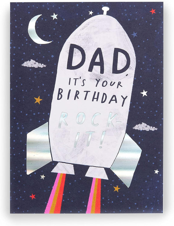 Kindred Dad birthday rock-it greeting card by UK Greetings with colorful birthday message and vibrant design.