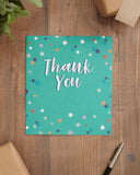 UK Greetings star-themed braille thank you card featuring a lovely design with stars and tactile elements.