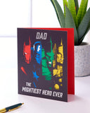 Marvel Avengers dad birthday card featuring superhero design with the Mightiest Hero, perfect for superhero-loving dads.