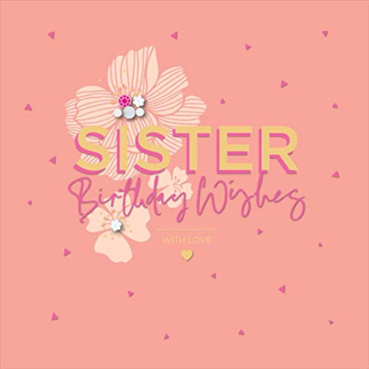 Neon pink sister birthday card from UK Greetings with vibrant design and heartfelt message, perfect for celebrating her special day.